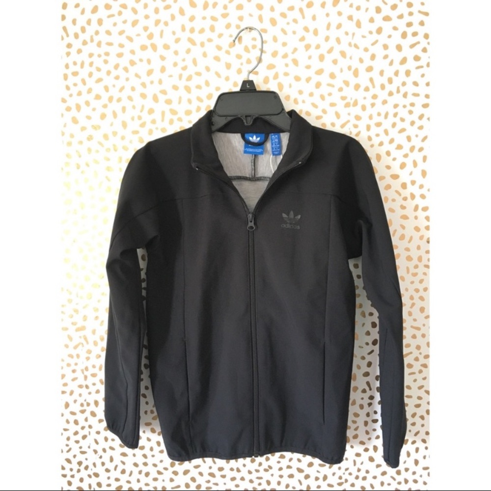 Adidas Zip Up Jacket Black Long Sleeve Small Athletic